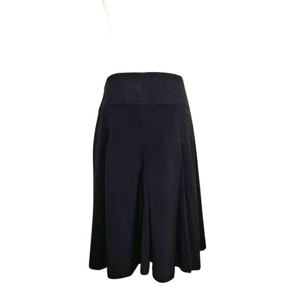 Dalia NWT Black Pleated A Line Wide Band Knee Length Side Zip Skirt Size 10 - Picture 4 of 7